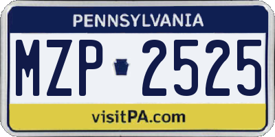 PA license plate MZP2525