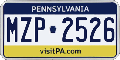 PA license plate MZP2526