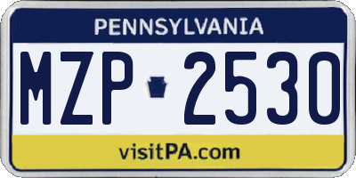 PA license plate MZP2530