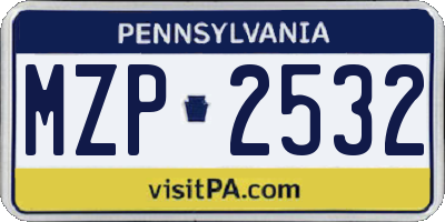 PA license plate MZP2532