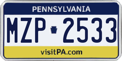 PA license plate MZP2533