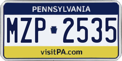 PA license plate MZP2535