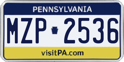 PA license plate MZP2536