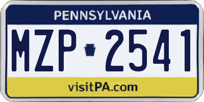 PA license plate MZP2541