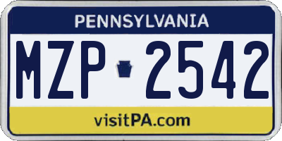 PA license plate MZP2542