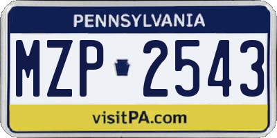 PA license plate MZP2543