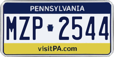 PA license plate MZP2544