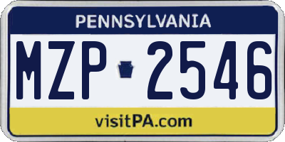 PA license plate MZP2546