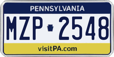 PA license plate MZP2548