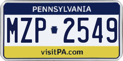 PA license plate MZP2549