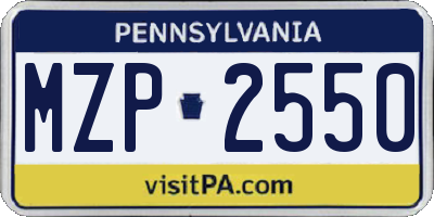 PA license plate MZP2550