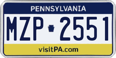 PA license plate MZP2551