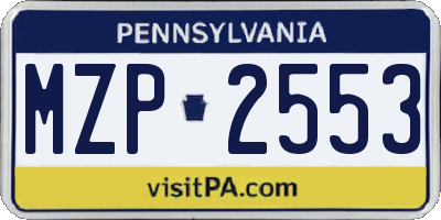 PA license plate MZP2553