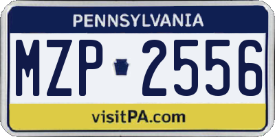 PA license plate MZP2556