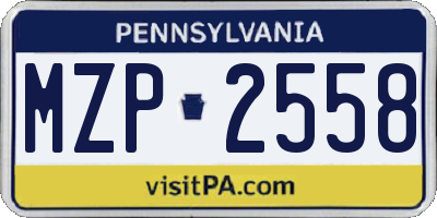 PA license plate MZP2558