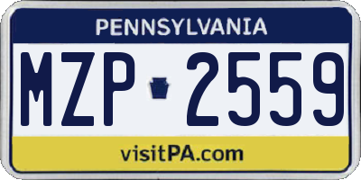 PA license plate MZP2559