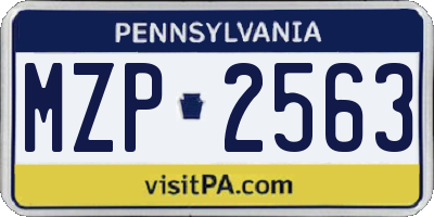 PA license plate MZP2563