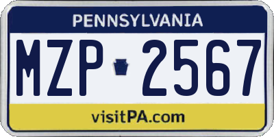 PA license plate MZP2567
