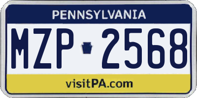 PA license plate MZP2568