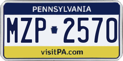 PA license plate MZP2570