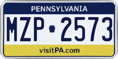 PA license plate MZP2573