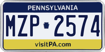 PA license plate MZP2574