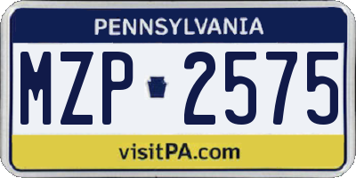 PA license plate MZP2575