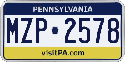 PA license plate MZP2578