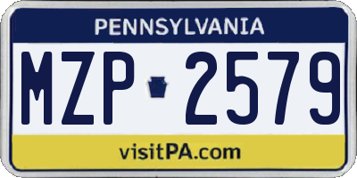 PA license plate MZP2579