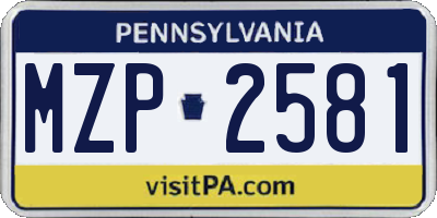 PA license plate MZP2581