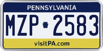 PA license plate MZP2583