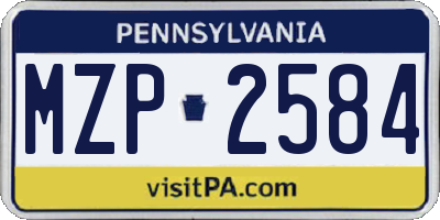 PA license plate MZP2584