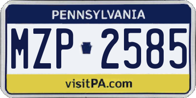 PA license plate MZP2585