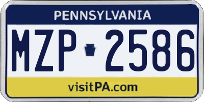 PA license plate MZP2586
