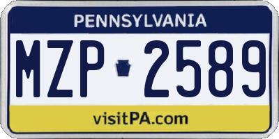 PA license plate MZP2589