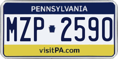 PA license plate MZP2590