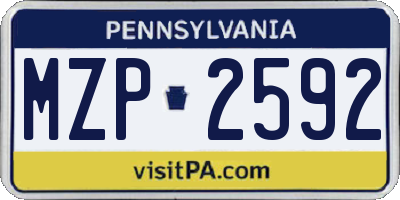 PA license plate MZP2592