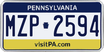 PA license plate MZP2594