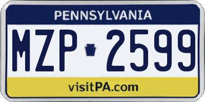 PA license plate MZP2599