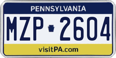 PA license plate MZP2604