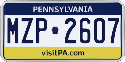 PA license plate MZP2607