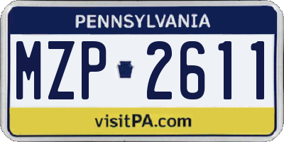 PA license plate MZP2611