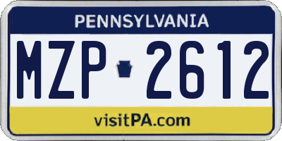 PA license plate MZP2612