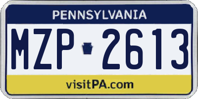 PA license plate MZP2613