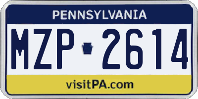 PA license plate MZP2614