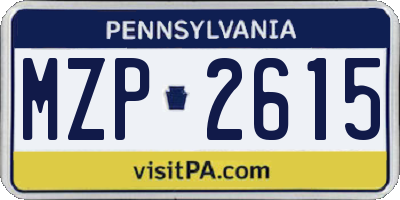 PA license plate MZP2615
