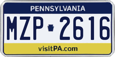 PA license plate MZP2616
