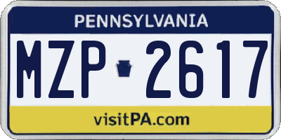 PA license plate MZP2617