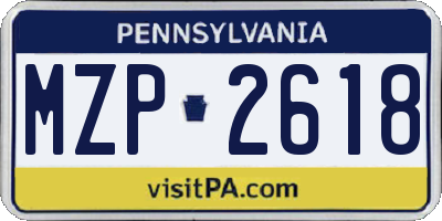 PA license plate MZP2618