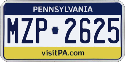 PA license plate MZP2625